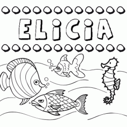 Dibujos de los nombres. Nombre Elicia para pintar, colorear e imprimir
