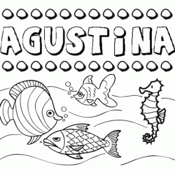 Dibujos de los nombres. Nombre Agustina para pintar, colorear e imprimir