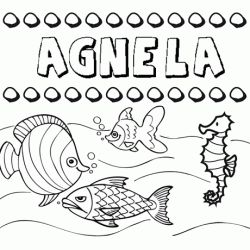 Dibujos de los nombres. Nombre Agnela para pintar, colorear e imprimir