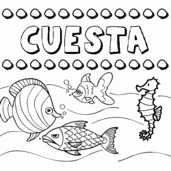 Dibujos de los nombres. Nombre Cuesta para pintar, colorear e imprimir