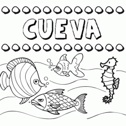 Dibujos de los nombres. Nombre Cueva para pintar, colorear e imprimir