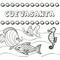 Dibujos de los nombres. Nombre Cuevasanta para pintar, colorear e imprimir