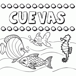Dibujos de los nombres. Nombre Cuevas para pintar, colorear e imprimir