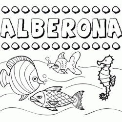 Dibujos de los nombres. Nombre Alberona para pintar, colorear e imprimir