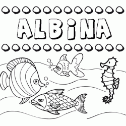 Dibujos de los nombres. Nombre Albina para pintar, colorear e imprimir