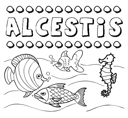 Dibujos de los nombres. Nombre Alcestis para pintar, colorear e imprimir