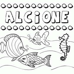 Dibujos de los nombres. Nombre Alcione para pintar, colorear e imprimir