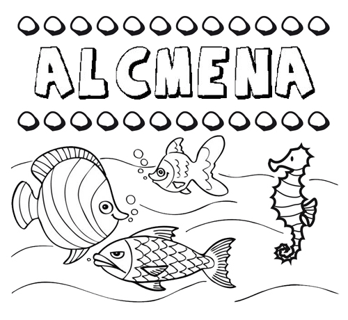 Dibujos de los nombres. Nombre Alcmena para pintar, colorear e imprimir