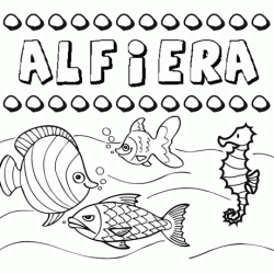 Dibujos de los nombres. Nombre Alfiera para pintar, colorear e imprimir
