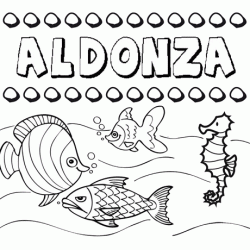 Dibujos de los nombres. Nombre Aldonza para pintar, colorear e imprimir