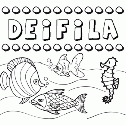 Dibujos de los nombres. Nombre Deífila para pintar, colorear e imprimir