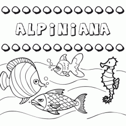 Dibujos de los nombres. Nombre Alpiniana para pintar, colorear e imprimir