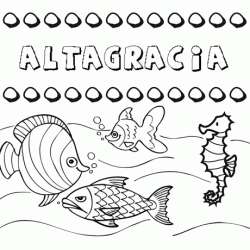 Dibujos de los nombres. Nombre Altagracia para pintar, colorear e imprimir