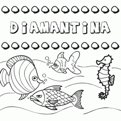 Dibujos de los nombres. Nombre Diamantina para pintar, colorear e imprimir