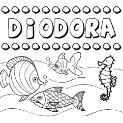 Dibujos de los nombres. Nombre Diodora para pintar, colorear e imprimir