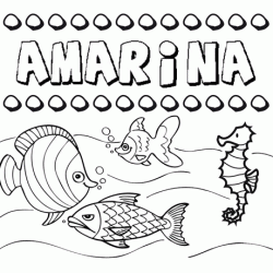 Dibujos de los nombres. Nombre Amarina para pintar, colorear e imprimir
