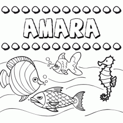 Dibujos de los nombres. Nombre Amara para pintar, colorear e imprimir
