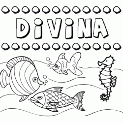 Dibujos de los nombres. Nombre Divina para pintar, colorear e imprimir