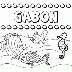 Dibujos de los nombres. Nombre Gabon para pintar, colorear e imprimir