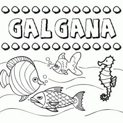 Dibujos de los nombres. Nombre Galgana para pintar, colorear e imprimir