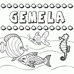 Dibujos de los nombres. Nombre Gemela para pintar, colorear e imprimir