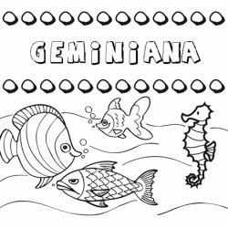 Dibujos de los nombres. Nombre Geminiana para pintar, colorear e imprimir