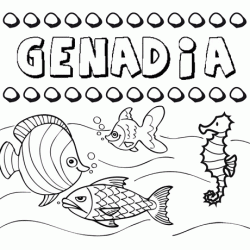 Dibujos de los nombres. Nombre Genadia para pintar, colorear e imprimir