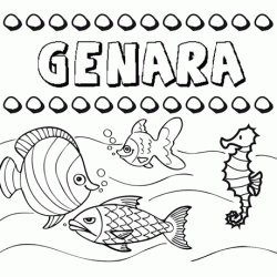 Dibujos de los nombres. Nombre Genara para pintar, colorear e imprimir