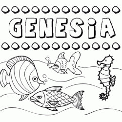 Dibujos de los nombres. Nombre Genesia para pintar, colorear e imprimir
