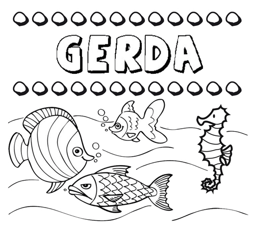 Dibujos de los nombres. Nombre Gerda para pintar, colorear e imprimir