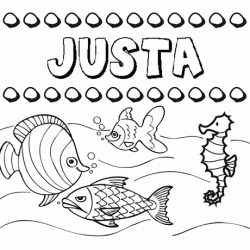 Dibujos de los nombres. Nombre Justa para pintar, colorear e imprimir