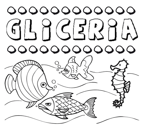 Dibujos de los nombres. Nombre Gliceria para pintar, colorear e imprimir