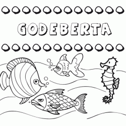 Dibujos de los nombres. Nombre Godeberta para pintar, colorear e imprimir