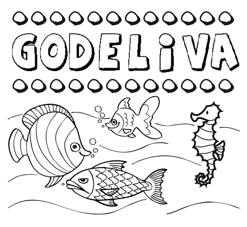 Dibujos de los nombres. Nombre Godeliva para pintar, colorear e imprimir