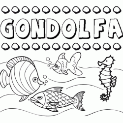 Dibujos de los nombres. Nombre Gondolfa para pintar, colorear e imprimir