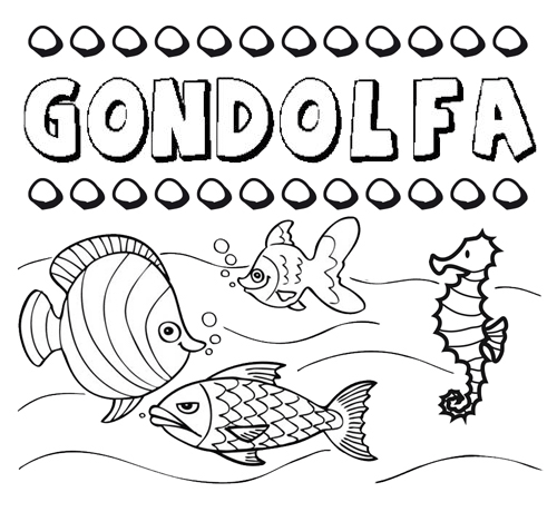 Dibujos de los nombres. Nombre Gondolfa para pintar, colorear e imprimir
