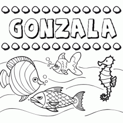 Dibujos de los nombres. Nombre Gonzala para pintar, colorear e imprimir