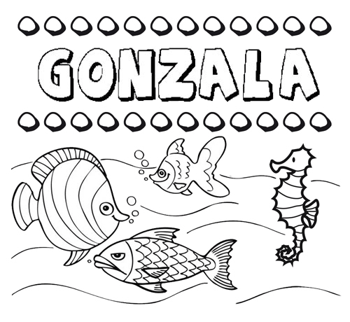 Dibujos de los nombres. Nombre Gonzala para pintar, colorear e imprimir