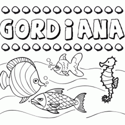 Dibujos de los nombres. Nombre Gordiana para pintar, colorear e imprimir