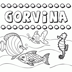 Dibujos de los nombres. Nombre Gorvina para pintar, colorear e imprimir