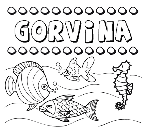 Dibujos de los nombres. Nombre Gorvina para pintar, colorear e imprimir