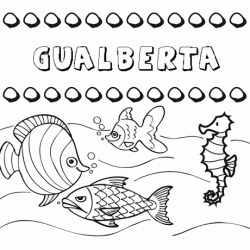 Dibujos de los nombres. Nombre Gualberta para pintar, colorear e imprimir