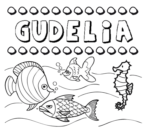 Dibujos de los nombres. Nombre Gudelia para pintar, colorear e imprimir