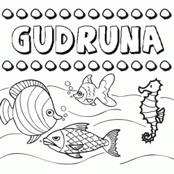 Dibujos de los nombres. Nombre Gudruna para pintar, colorear e imprimir