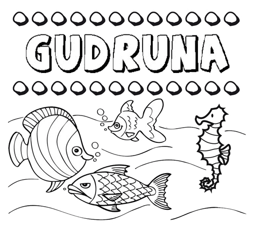 Dibujos de los nombres. Nombre Gudruna para pintar, colorear e imprimir