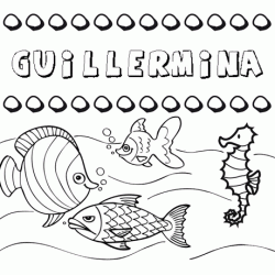 Dibujos de los nombres. Nombre Guillermina para pintar, colorear e imprimir