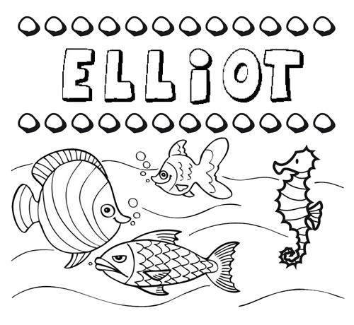Dibujos de los nombres. Nombre Elliot para pintar, colorear e imprimir