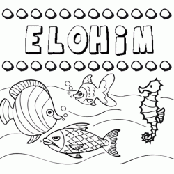 Dibujos de los nombres. Nombre Elohim para pintar, colorear e imprimir