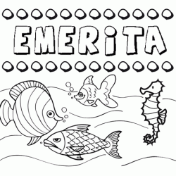 Dibujos de los nombres. Nombre Emerita para pintar, colorear e imprimir
