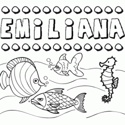 Dibujos de los nombres. Nombre Emiliana para pintar, colorear e imprimir